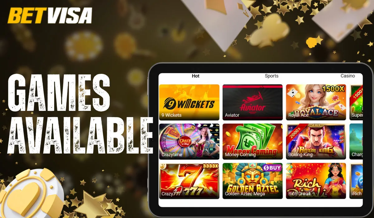 The BetVisa platform contains many accessible casino games